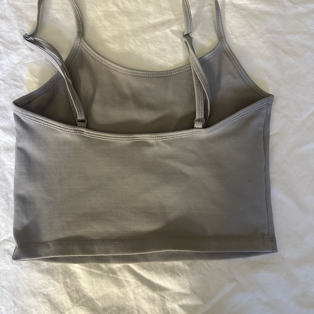 Gray Ribbed Crop Top - Picture 7 of 8